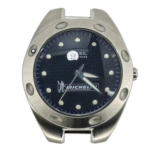 Fossil X Michelin Watch PR-5102 Stainless Steel 100M Bibendum Logo Dial RARE - Picture 1 of 9